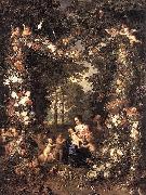 Jan Brueghel The Elder Heilige Familie in einem Blumen und Fruchtekranz Sweden oil painting artist